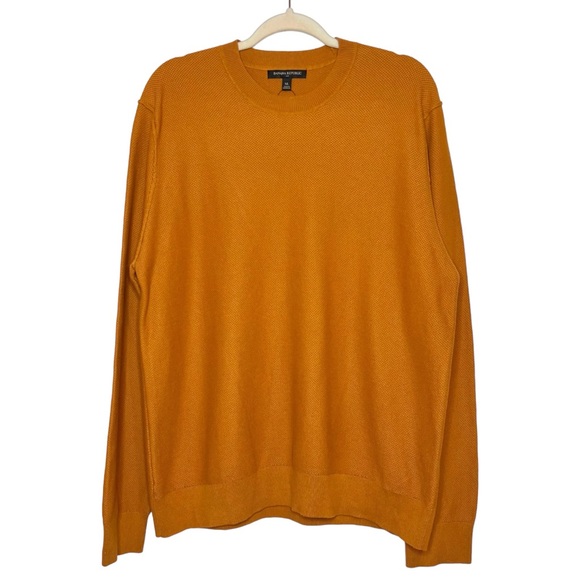NWT BANANA REPUBLIC Waffle Knit Textured Sweater in Golden Grass. Size XL - Picture 3 of 7